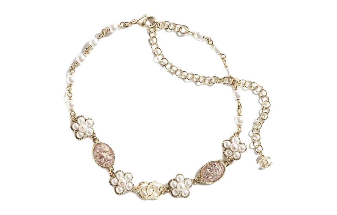 (Women) CHANEL Floral Pearl Glass Design Gold Necklace for Women - Spring Summer Collection. ABD365-B16766-NY333 圖 2