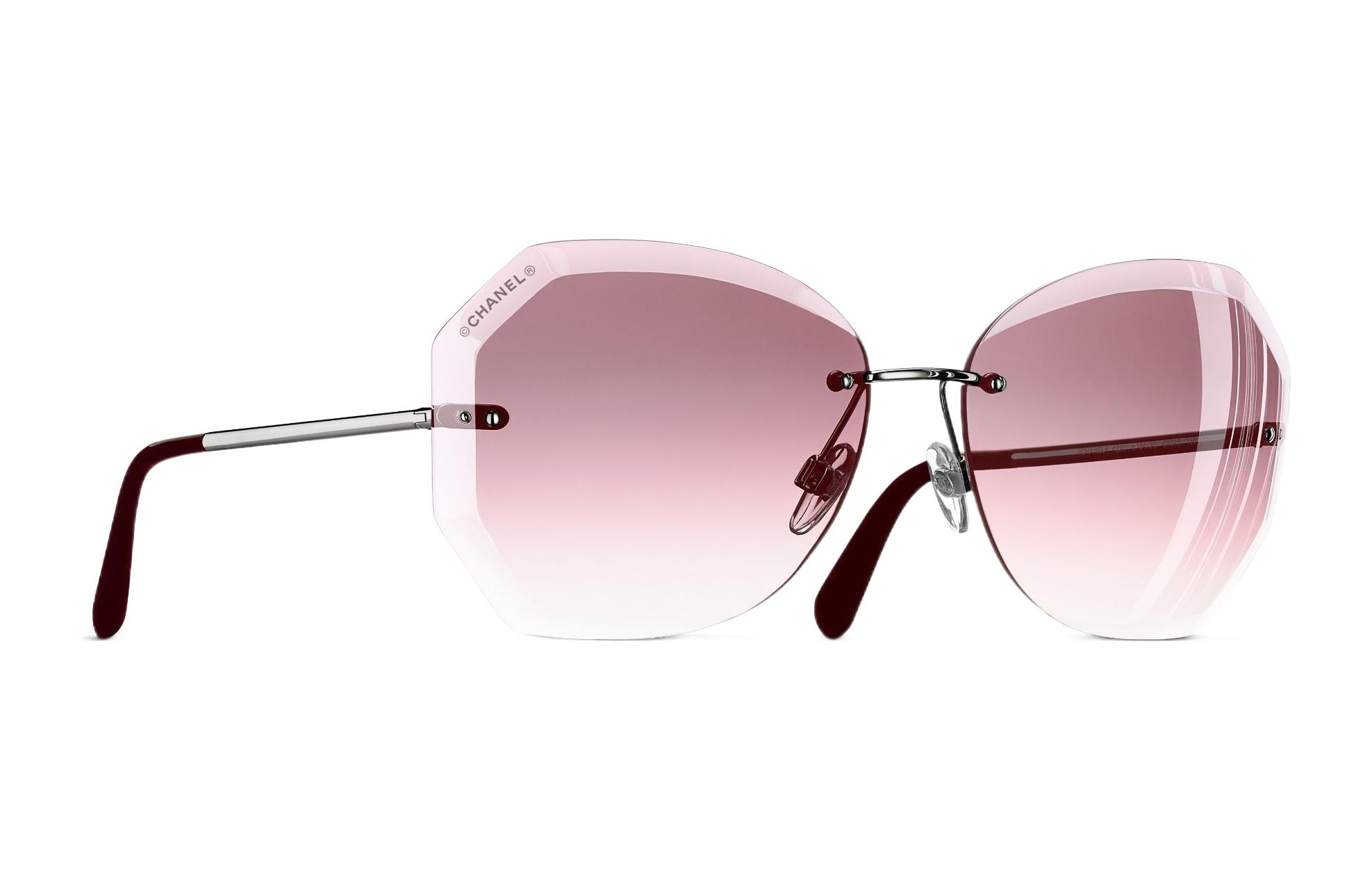 (Women) CHANEL Frameless Metal Gradient Pink Lens Sunglasses for Women - Pink. CH4220-C1083P 圖 2