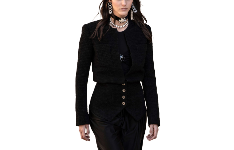 Order (W) CHANEL FW21 Jaket Kancing Tweed Hitam P71824-V62007-94305