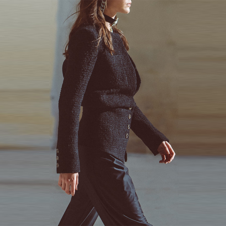 Purchase (W) CHANEL FW21 Jaket Kancing Tweed Hitam P71824-V62007-94305