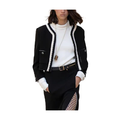 (Women) CHANEL FW21 Silk Crepe Jacket Black. P71865-V63363-94305