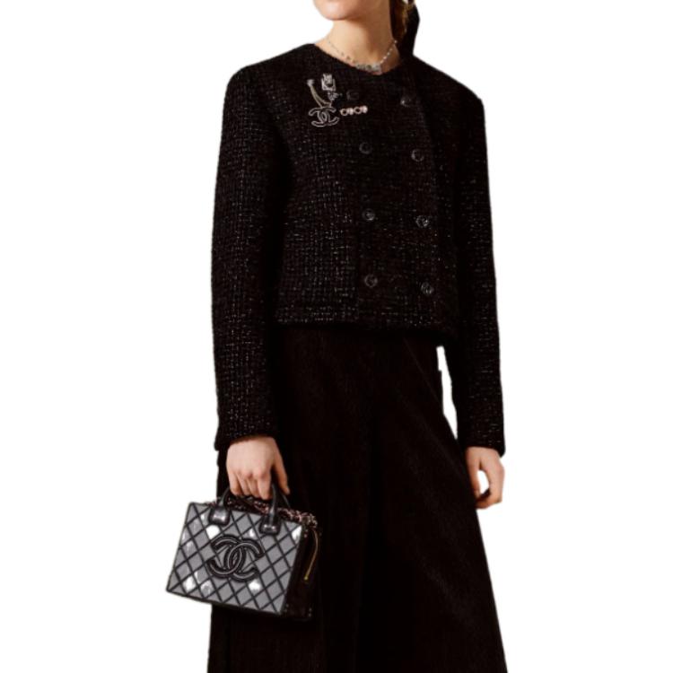 (Women) CHANEL FW22  Black Iridescent Velvet Tweed Jacket P73350-V64896-94305