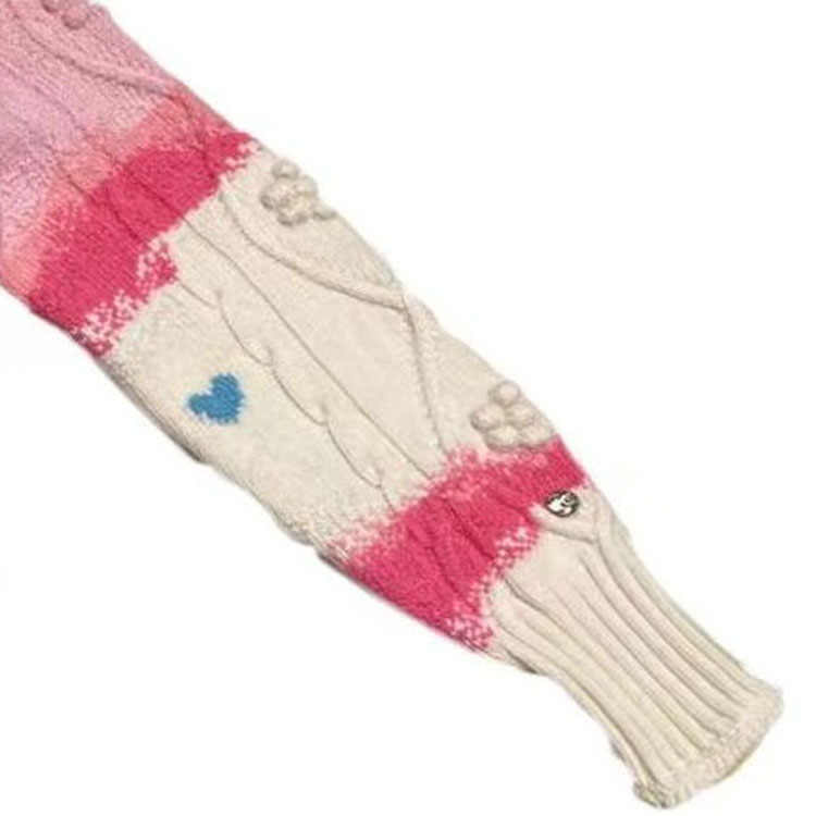 Details for (W) シャネル FW22 カシミア タートルネック ロゴストライプジャカード ピンク/ホワイト P73247-K10553-NK105