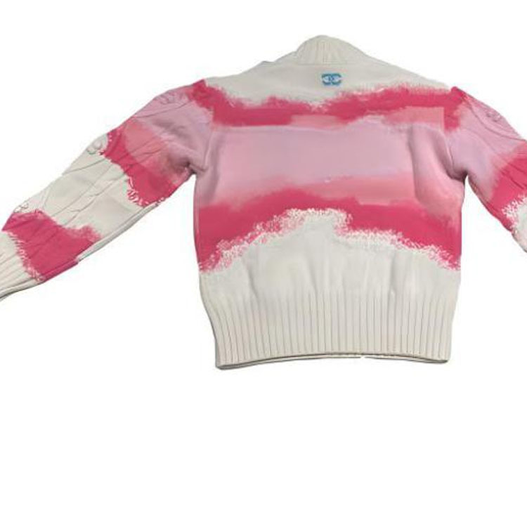 Sizing (W) シャネル FW22 カシミア タートルネック ロゴストライプジャカード ピンク/ホワイト P73247-K10553-NK105