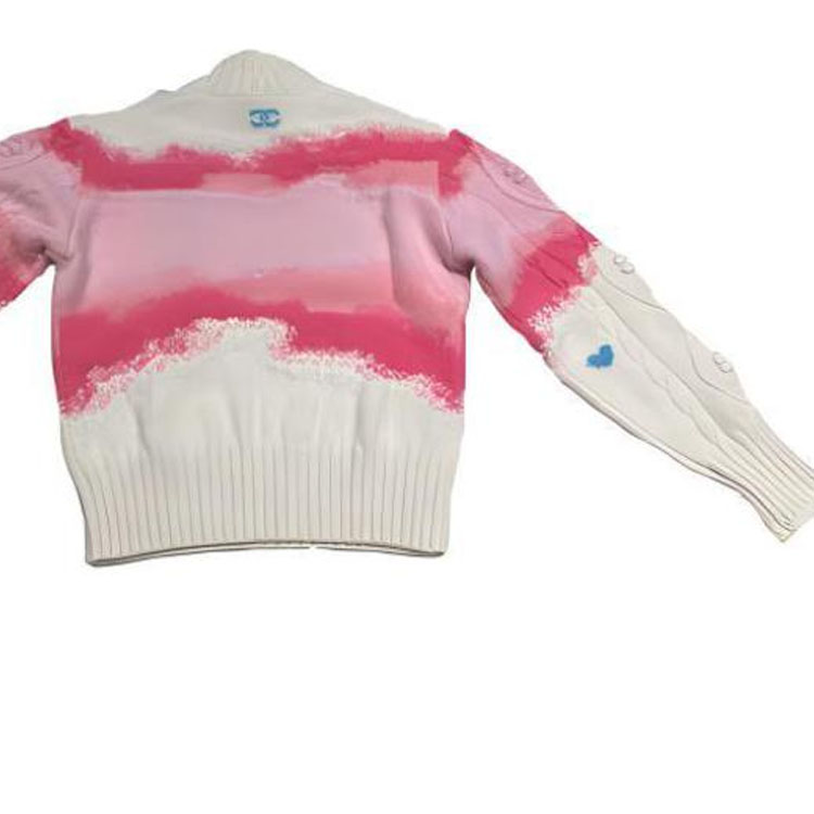 Cheap (W) シャネル FW22 カシミア タートルネック ロゴストライプジャカード ピンク/ホワイト P73247-K10553-NK105