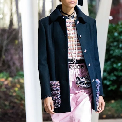 (Women) CHANEL FW22 Single-Breasted Solid Color Coat - Navy Blue. P73195-V64674-AX360 Purchase (Women) CHANEL FW22 Single-Breasted Solid Color Coat - Navy Blue. P73195-V64674-AX360