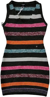 (Women) CHANEL FW22 Striped V-Neck Knit Sleeveless Dress - Multicolor P73887-K10595-N076 Buy (Women) CHANEL FW22 Striped V-Neck Knit Sleeveless Dress - Multicolor P73887-K10595-N076