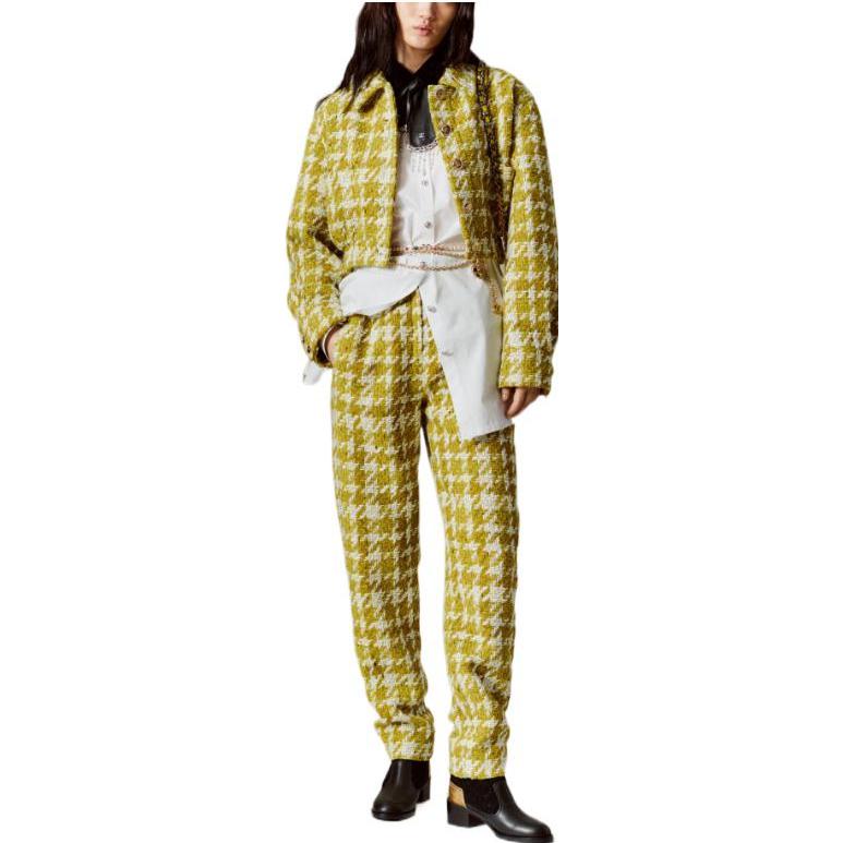 Lookbook (W) CHANEL FW22 Jaket Kot Pendek Kuning Corak Plaid. P73354-V64856-NJ544