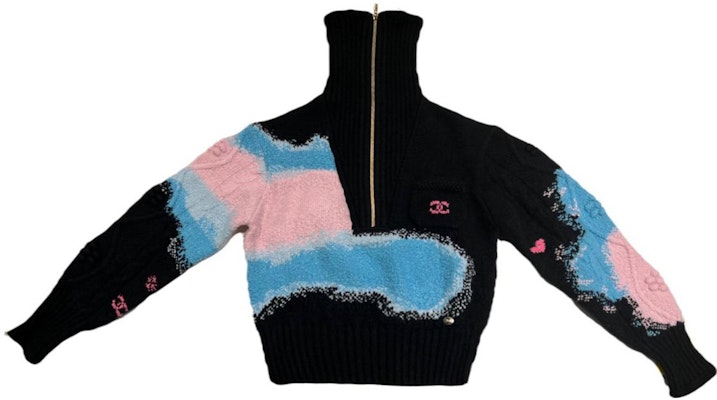 (Women) CHANEL FW22 Gradient Logo Embroidered High-Neck Cashmere Sweater Women Black 22NP73-226K10-553NK-245 Order (Women) CHANEL FW22 Gradient Logo Embroidered High-Neck Cashmere Sweater Women Black 22NP73-226K10-553NK-245