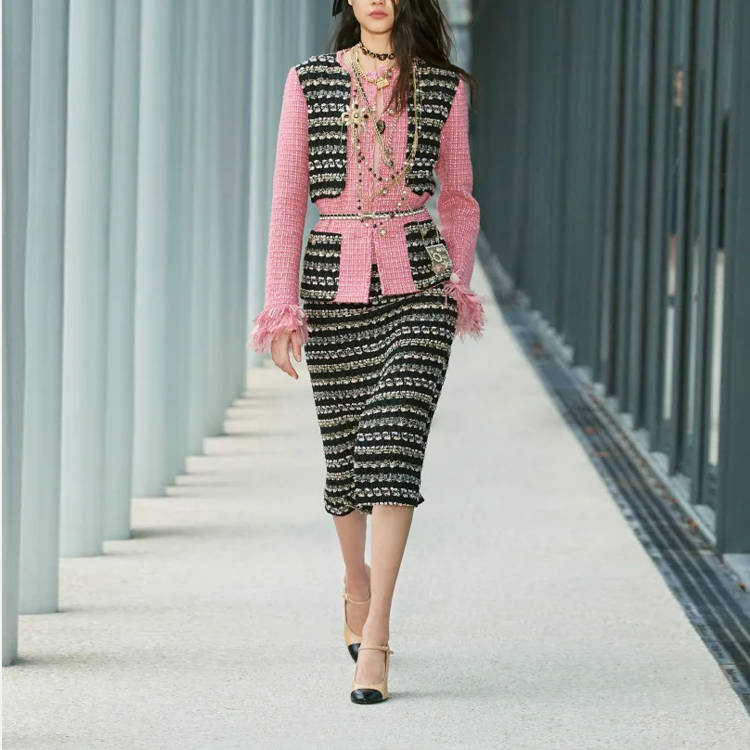 Shop (W) 샤넬 FW22 핑크 트위드 자켓 핸드메이드 컬렉션 P73116-V64569-NI759