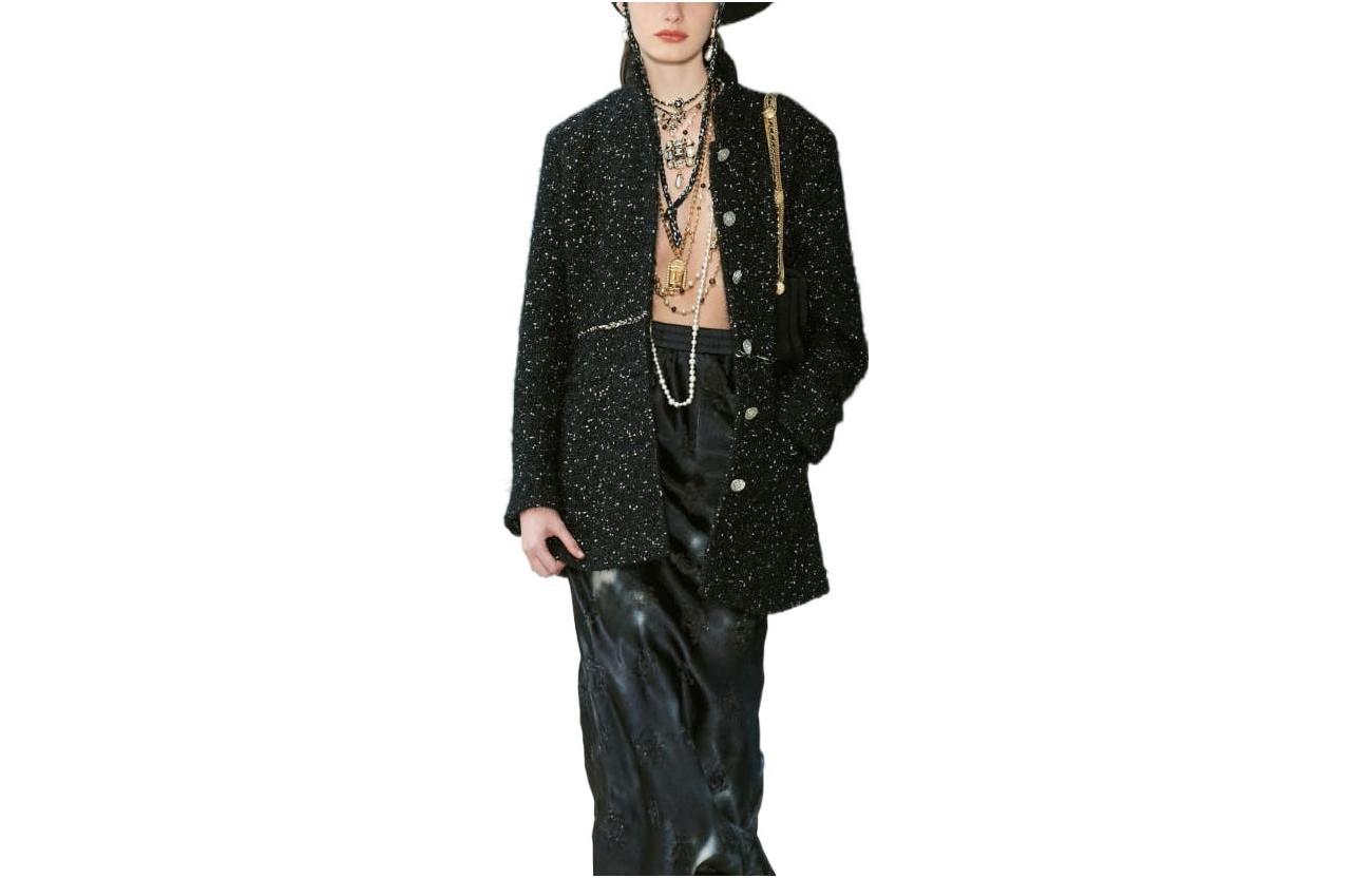 Order (W) 香奈兒 FW22 針織紐扣長款大衣 黑色 P73115-V60432-N7462