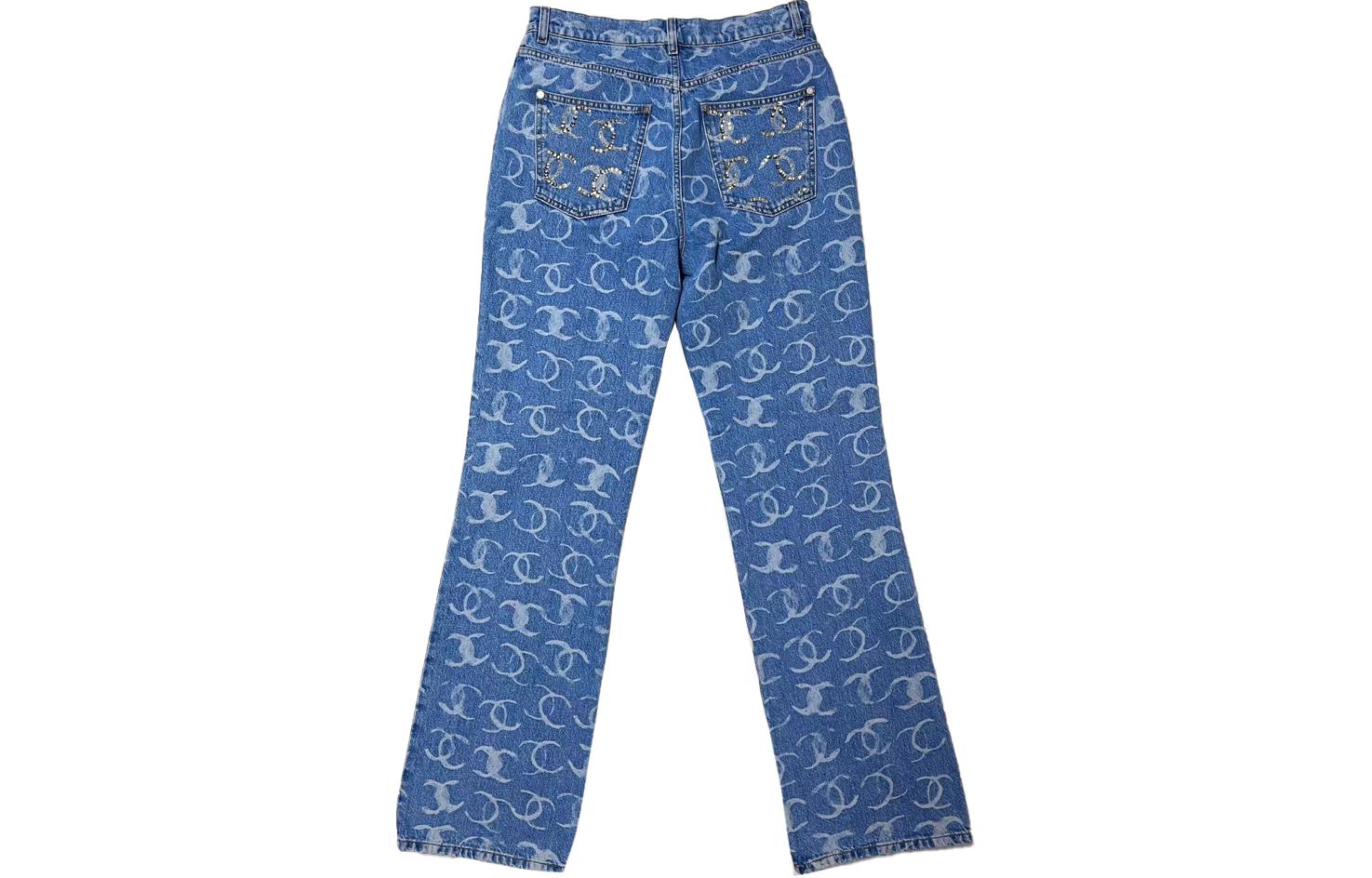 Lookbook (W) シャネル FW23 23B プリント ミッドライズ フレア デニム ジーンズ レディース ライトブルー P74545-V67154-NQ358