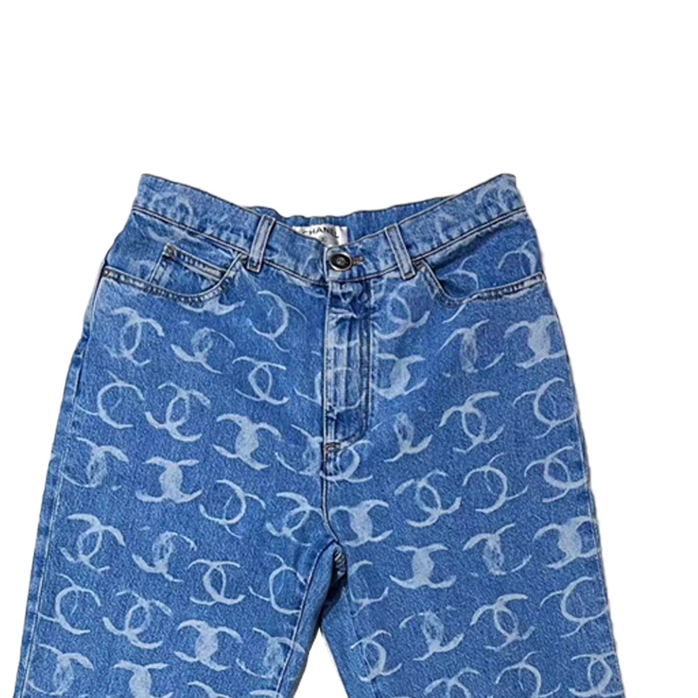 Cheap (W) シャネル FW23 23B プリント ミッドライズ フレア デニム ジーンズ レディース ライトブルー P74545-V67154-NQ358