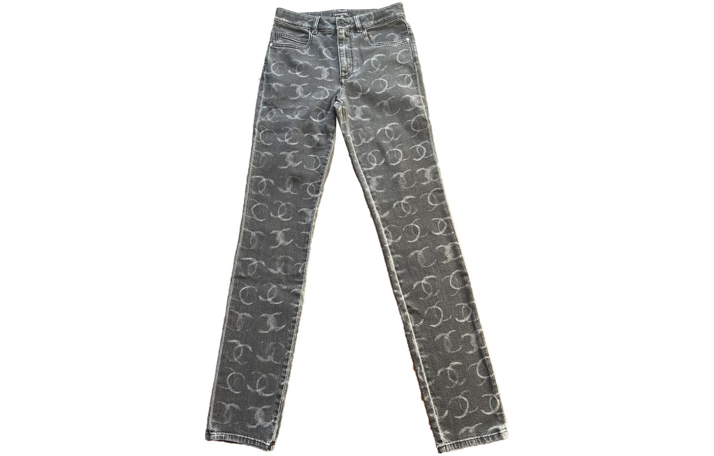 Order (W) 香奈儿 FW23 23C 字母印花高腰直筒牛仔裤 女士深灰色 P74537-V67156-94305