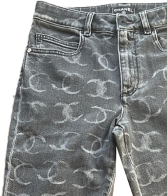 (Women) CHANEL FW23 23C Letter Print High-Waisted Straight Jeans Women Deep Gray P74537-V67156-94305 Shop (Women) CHANEL FW23 23C Letter Print High-Waisted Straight Jeans Women Deep Gray P74537-V67156-94305