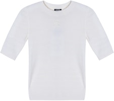 (Women) CHANEL FW23 White Crewneck Straight-Cut Short Sleeve T-Shirt. P75749-K10857-NQ678 (Women) CHANEL FW23 White Crewneck Straight-Cut Short Sleeve T-Shirt. P75749-K10857-NQ678