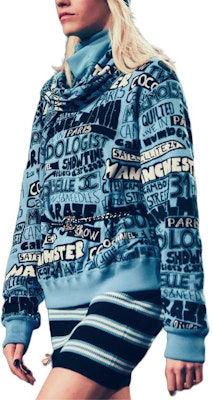 (Women) CHANEL FW24 Blue Pullover Sweatshirt with Letter Pattern. P77520-K11169-NY911 Lookbook (Women) CHANEL FW24 Blue Pullover Sweatshirt with Letter Pattern. P77520-K11169-NY911