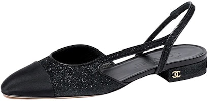 (Women) Chanel Glitter 20mm Slingbacks Black Grosgrain G31319-Y56445-94305 (Women) Chanel Glitter 20mm Slingbacks Black Grosgrain G31319-Y56445-94305