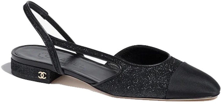 (Women) Chanel Glitter 20mm Slingbacks Black Grosgrain G31319-Y56445-94305 Order (Women) Chanel Glitter 20mm Slingbacks Black Grosgrain G31319-Y56445-94305