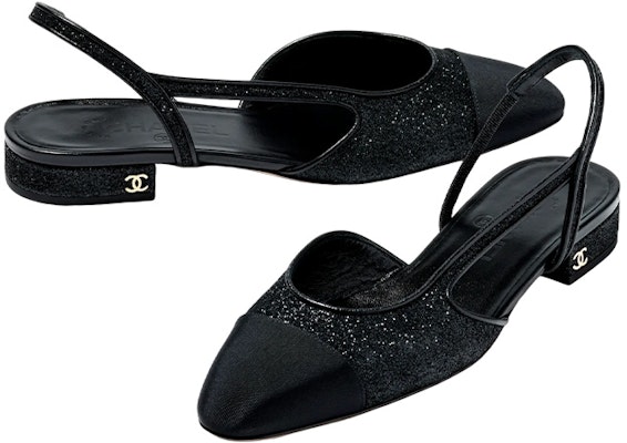 (Women) Chanel Glitter 20mm Slingbacks Black Grosgrain G31319-Y56445-94305 Lookbook (Women) Chanel Glitter 20mm Slingbacks Black Grosgrain G31319-Y56445-94305