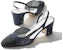 (Women) Chanel Glitter Muslin 65mm Slingbacks Navy Grosgrain G31318-Y56342-K5346