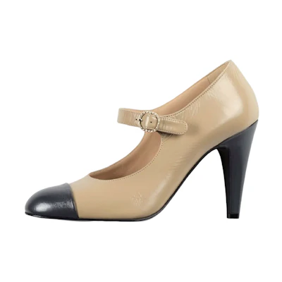 (W) Chanel Goat Skin High Heels 'Beige'