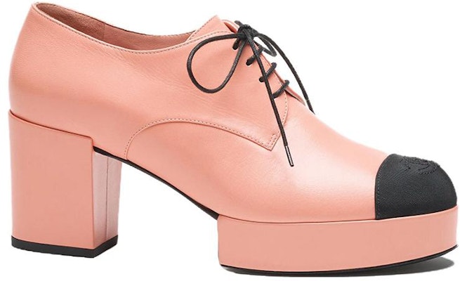 (Women) Chanel Goat Skin Round Toe Lace-Up Chunky Heel 'Pink' G45262-B14527-NS372 Order (Women) Chanel Goat Skin Round Toe Lace-Up Chunky Heel 'Pink' G45262-B14527-NS372