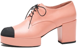 (Women) Chanel Goat Skin Round Toe Lace-Up Chunky Heel 'Pink' G45262-B14527-NS372 (Women) Chanel Goat Skin Round Toe Lace-Up Chunky Heel 'Pink' G45262-B14527-NS372