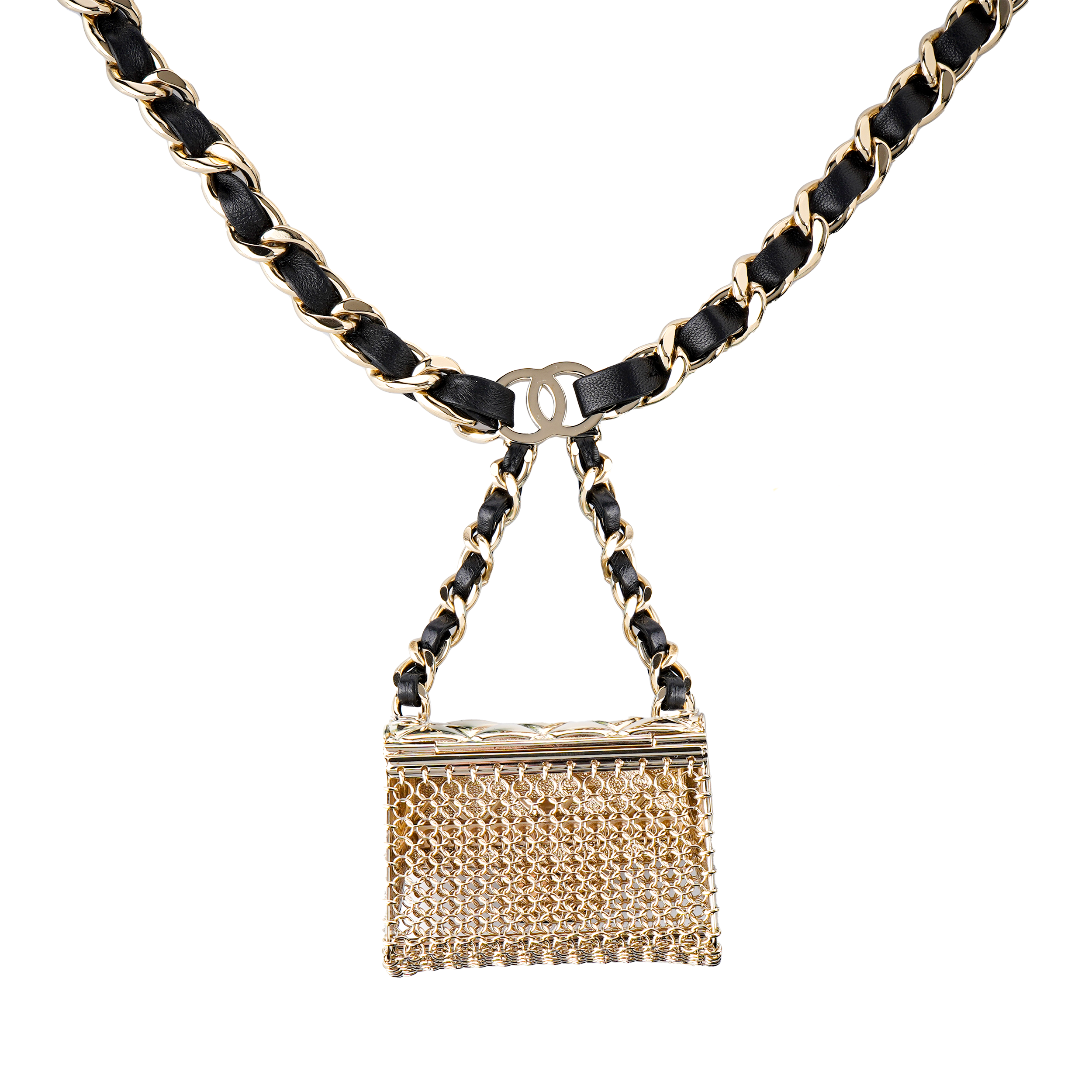 Purchase (W) CHANEL Tas Pinggang Wanita Rantai Kulit Domba Emas & Hitam. AB6158-B05630-NC343