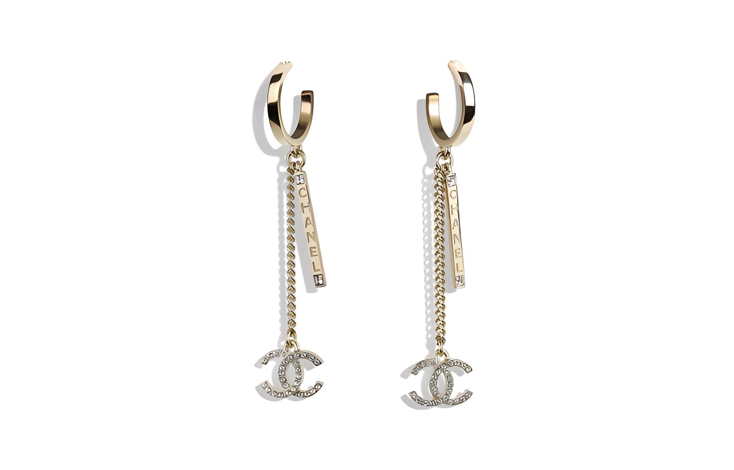 (Women) CHANEL Gold & Crystal Metal Earrings AB6077-B05265-NB857