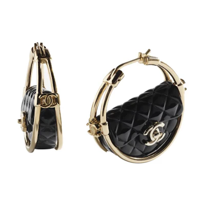 (Women) CHANEL Gold/Black Trendy Stylish Earrings 23C AB9850B09915 NL694UNI