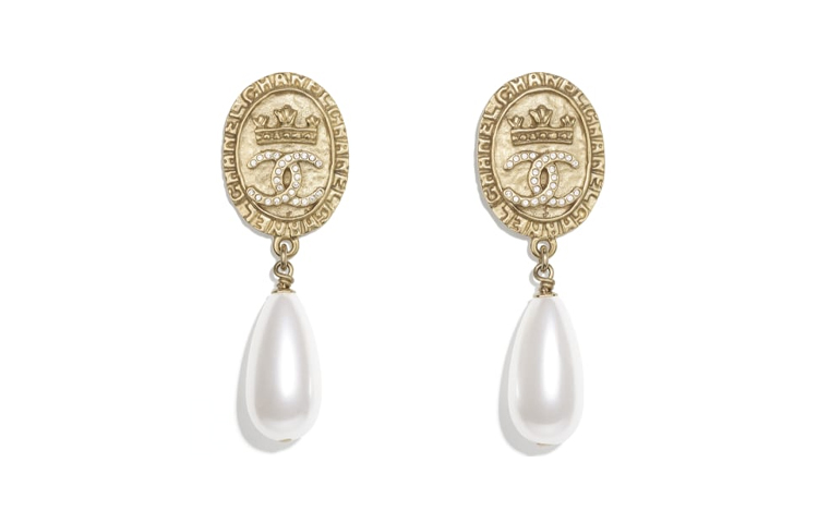 (Women) CHANEL Gold Crystal Coin Pearl Drop Earrings for Women Gold/Pearl White AB6670-B06125-ND160 圖 2