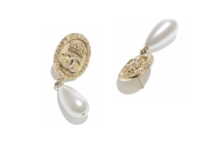 (Women) CHANEL Gold Crystal Coin Pearl Drop Earrings for Women Gold/Pearl White AB6670-B06125-ND160 圖 3