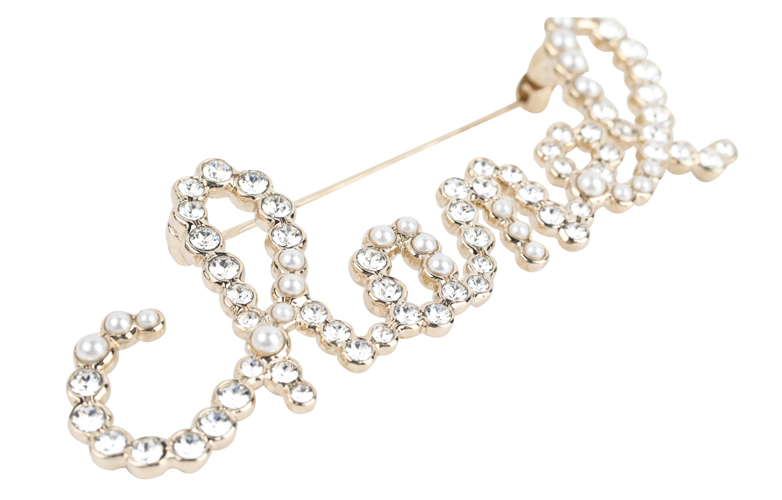 (Women) CHANEL Gold Crystal Letter Brooch for Women - Gold. AB2806Y47927Z8905 圖 5