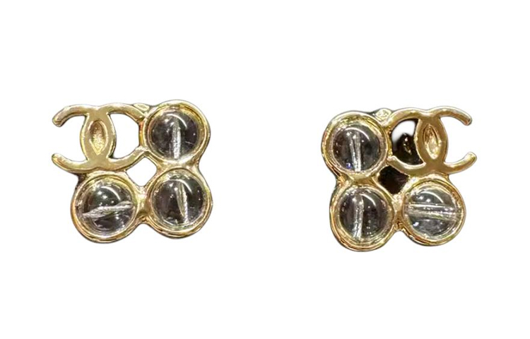 (Women) CHANEL Gold Crystal Round Earrings with Triple Ornament for Women. ABD242B16669NY008 圖 2