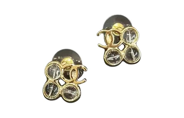 (Women) CHANEL Gold Crystal Round Earrings with Triple Ornament for Women. ABD242B16669NY008 圖 4