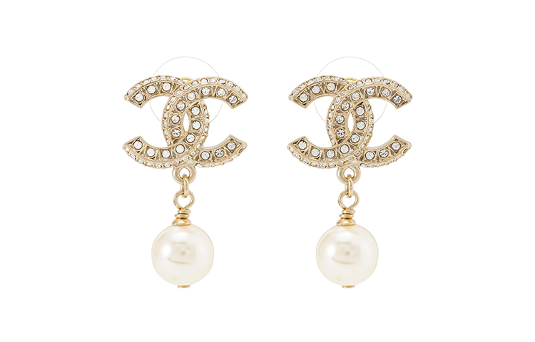 (Women) CHANEL Gold Double-C Metal Pearl Earrings for Women A86506