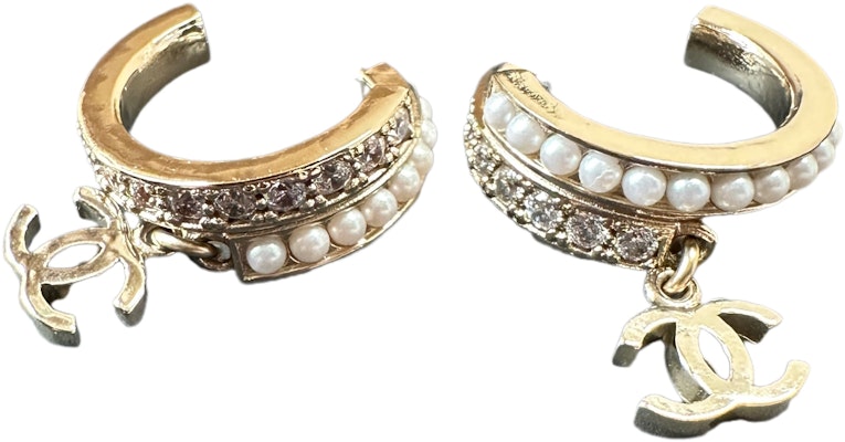 (W) シャネル ゴールド ダブルC パール ラインストーン ピアス レディース AB9107-B08627-NJ198 Lookbook (W) シャネル ゴールド ダブルC パール ラインストーン ピアス レディース AB9107-B08627-NJ198