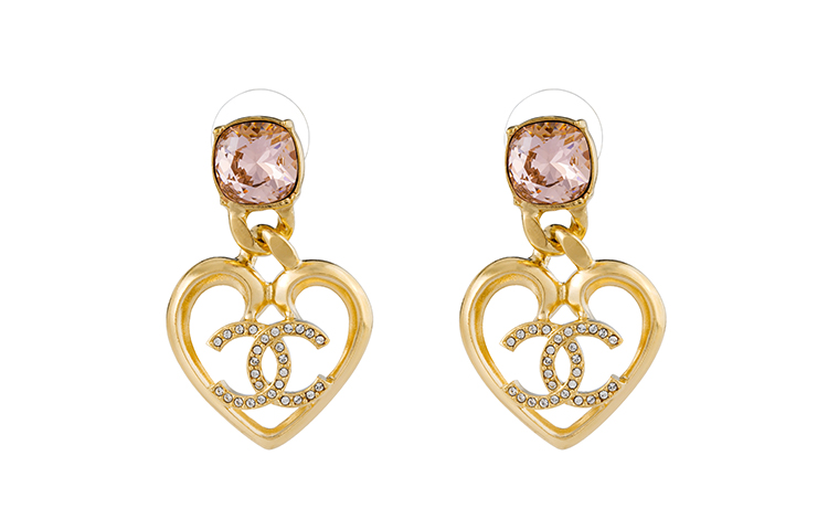 (Women) CHANEL Gold Double C Heart Earrings with Crystals for Women. ABA100-B10034-NM078 圖 2