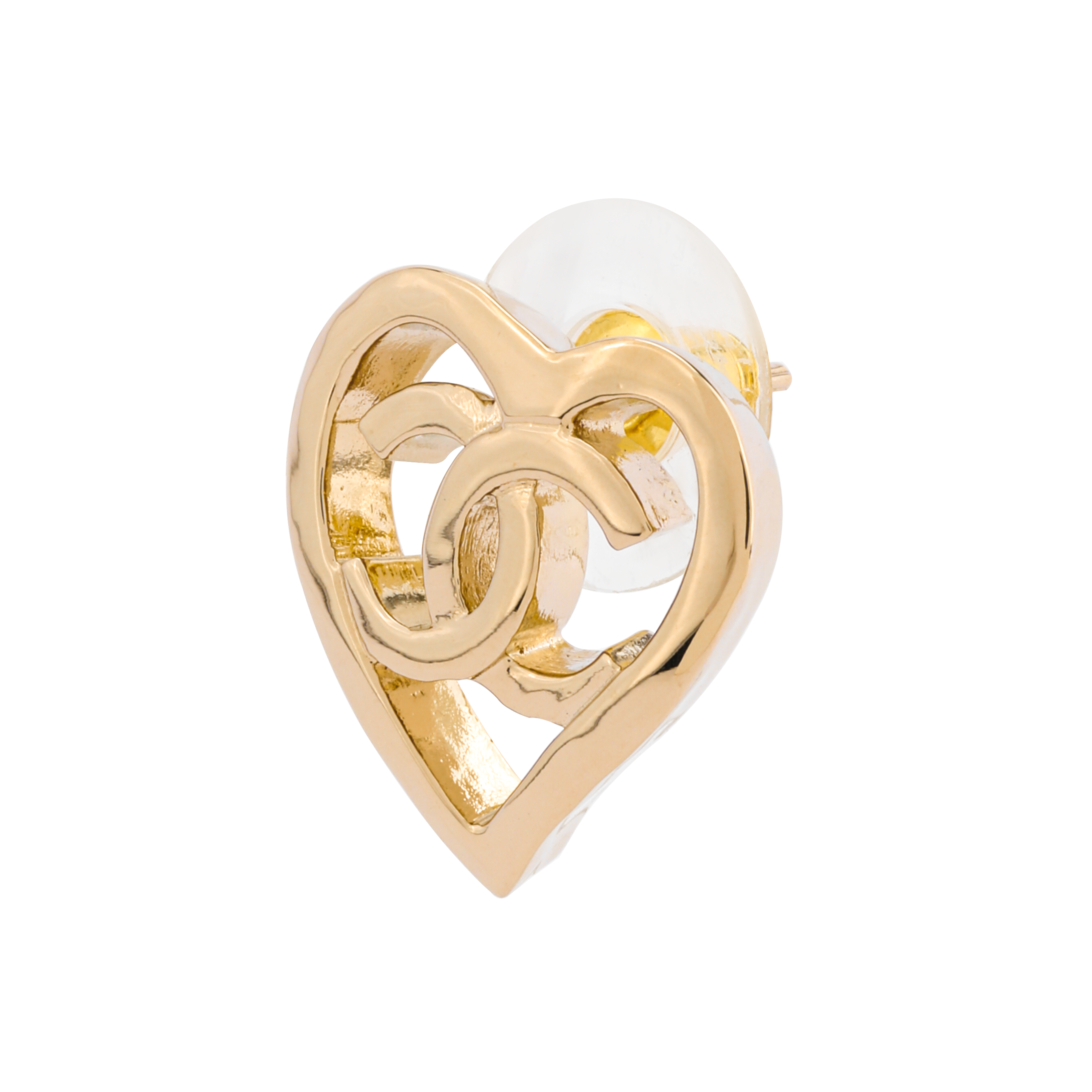 (Women) CHANEL Gold Double C Hollow Heart Earrings for Women AB7882-B07713-NG966 圖 4