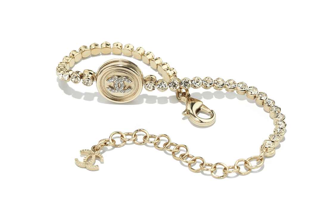 (Women) CHANEL Gold Double C Logo Metal Rhinestone Letter Gold Coin Bracelet for Women. AB6236-B05696-NC476 圖 3