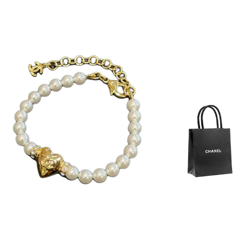 (Women) CHANEL Gold Heart-Shaped Bracelet with Faux Pearls & Rhinestones for Women. ABD085-B16158-NW376 圖 2