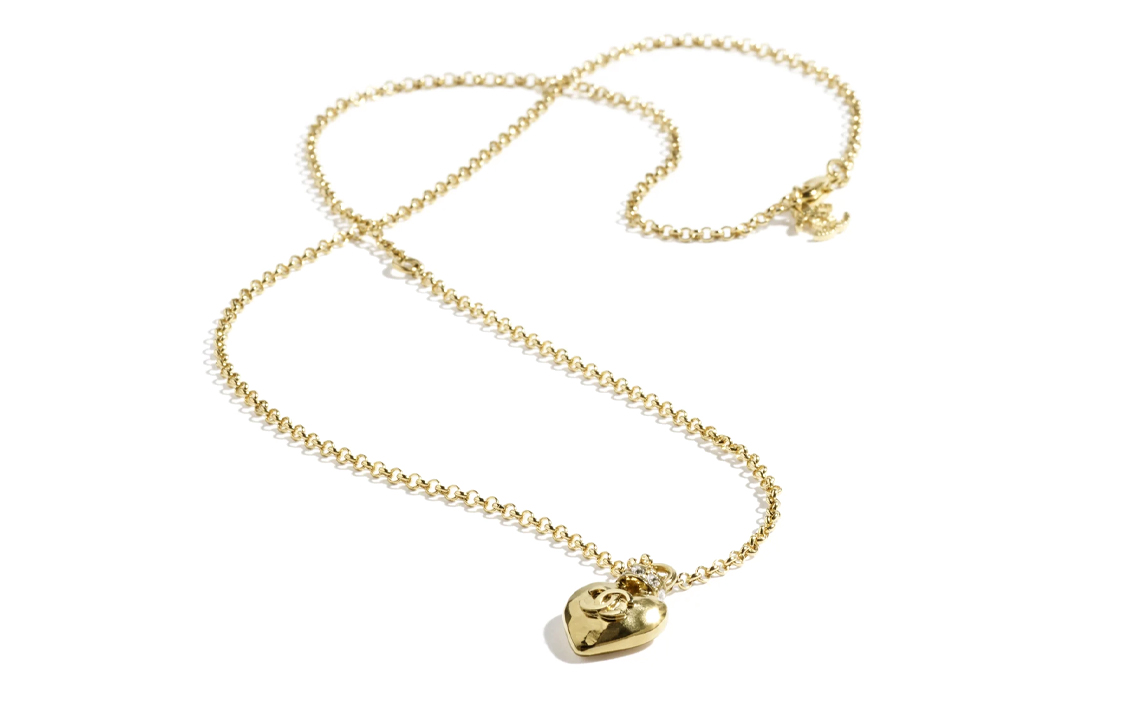 (Women) CHANEL Gold Heart Pendant Necklace with Crystals and Rhinestones for Women. ABD078-B16157-NW375 圖 4