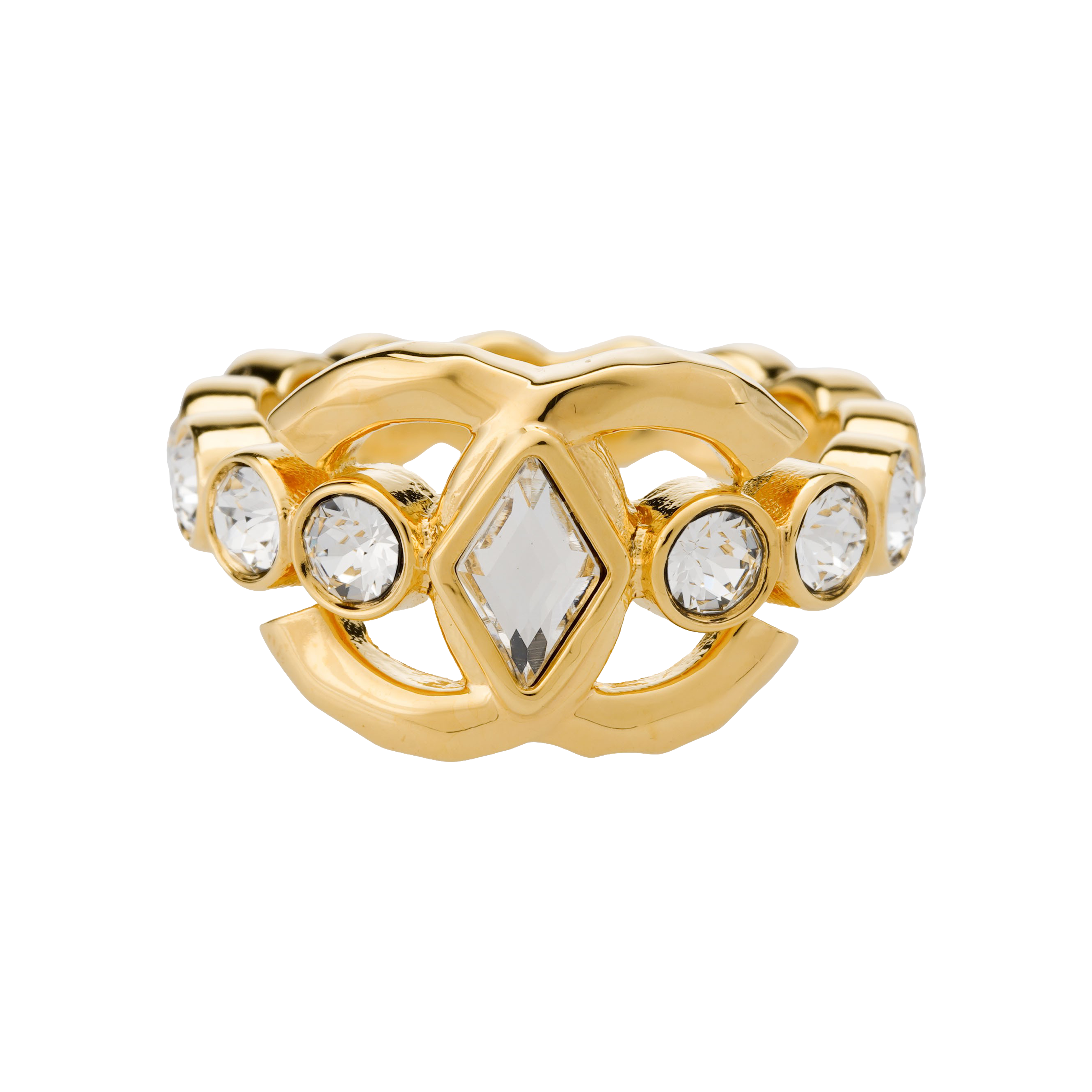 Buy (Women) CHANEL Gold Metal Letter Logo Minimalist Fashion Ring for Women. AB9933B09972NM120