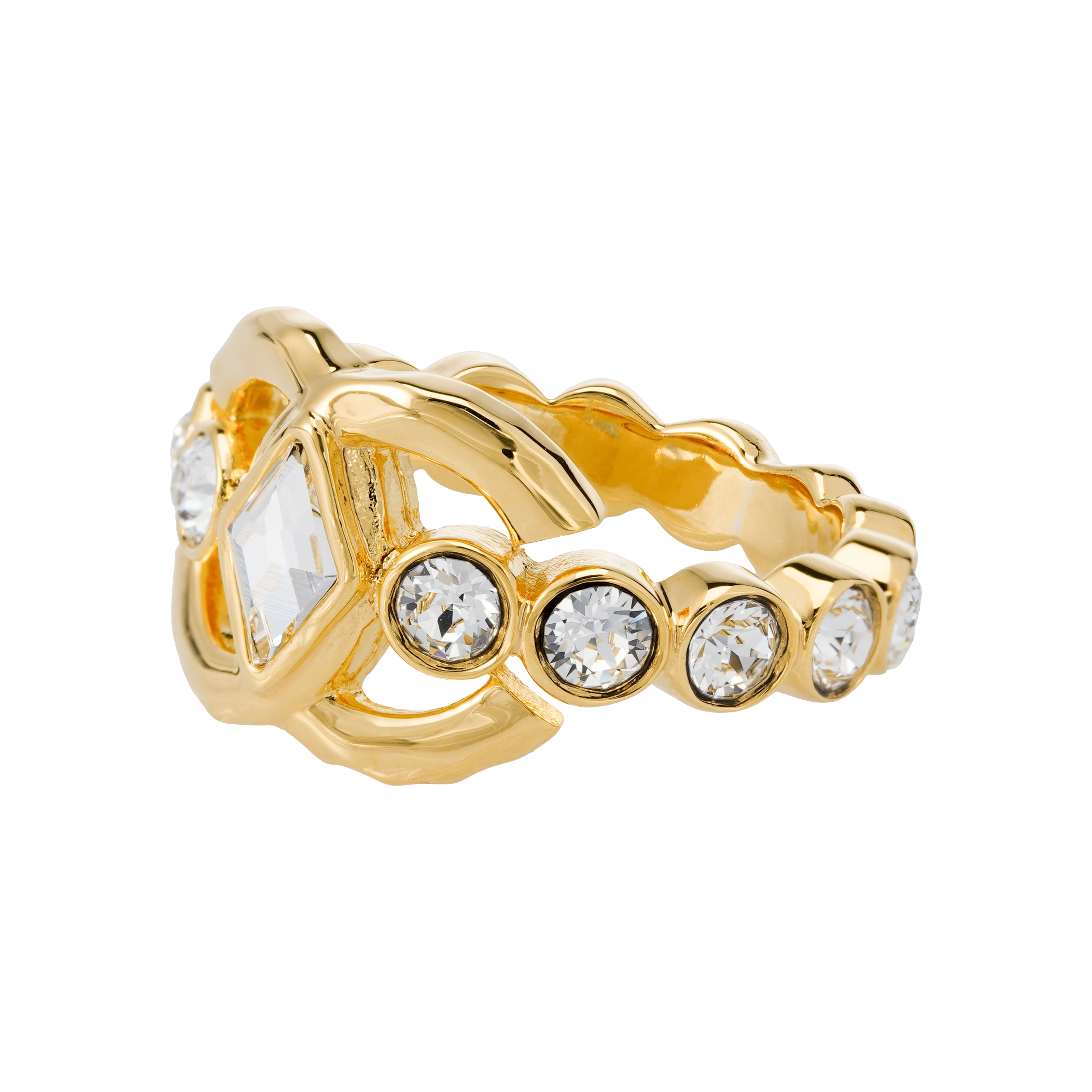 Lookbook (Women) CHANEL Gold Metal Letter Logo Minimalist Fashion Ring for Women. AB9933B09972NM120