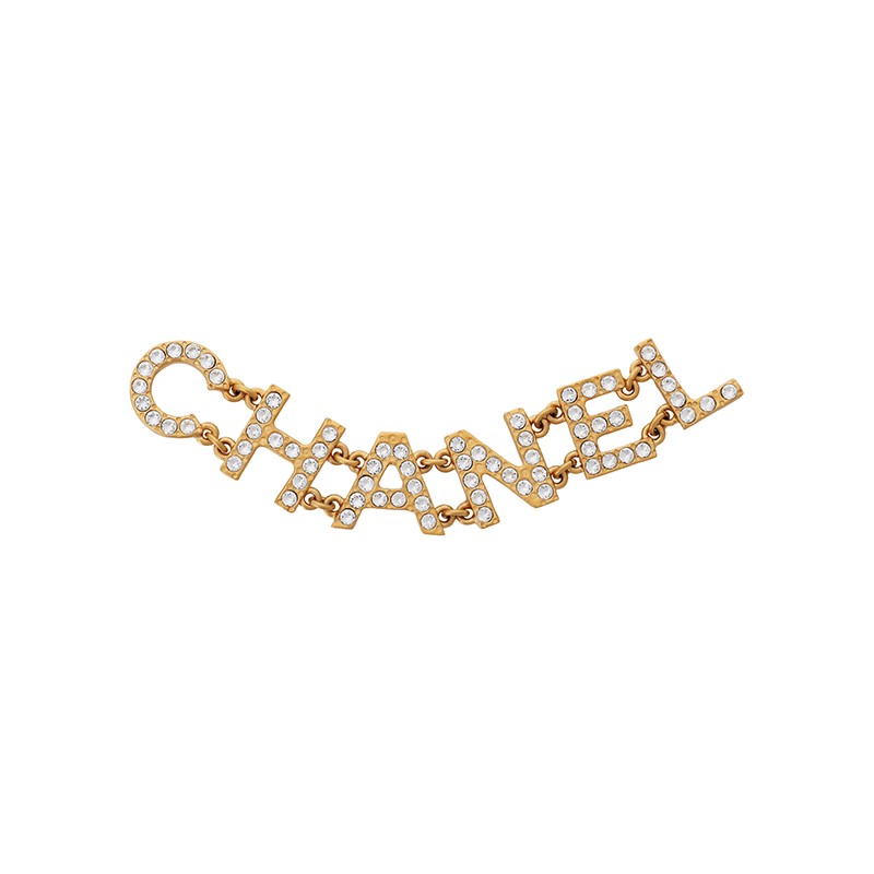 (Women) CHANEL Gold Metal Logo with Rhinestones AB3377-B02423-N6141