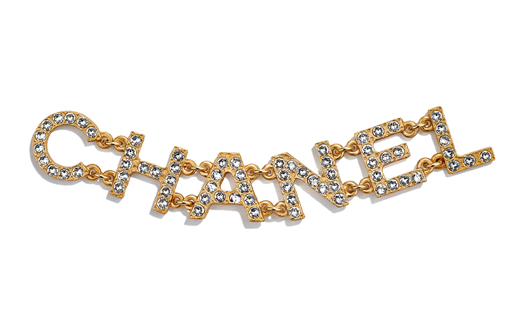 (Women) CHANEL Gold Metal Logo with Rhinestones AB3377-B02423-N6141 圖 2