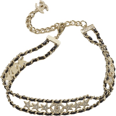 (Women) CHANEL Gold Metal Rhinestone Lambskin Necklace for Women. AB9808-B09817-NL525 Order (Women) CHANEL Gold Metal Rhinestone Lambskin Necklace for Women. AB9808-B09817-NL525