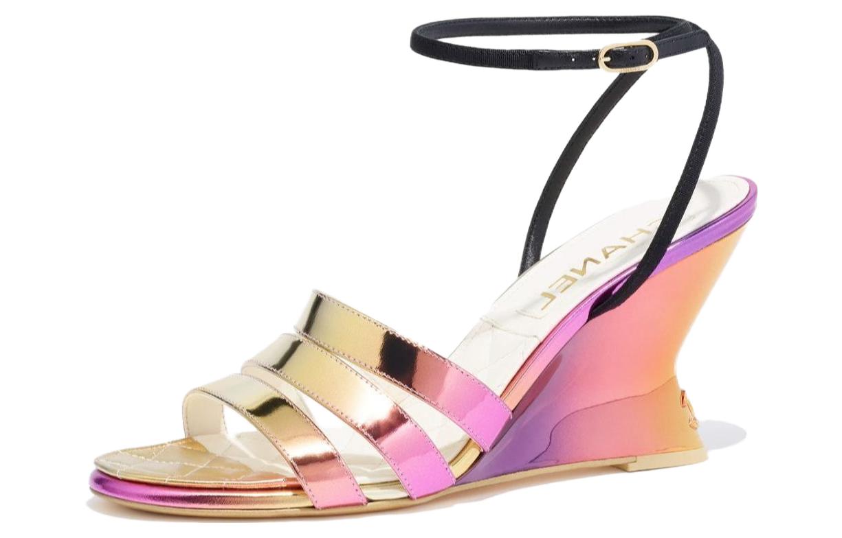 (Women) Chanel Gradient Wedge Comfort Slide Sandal 'Purple Gold' G45441-B15129-NT718