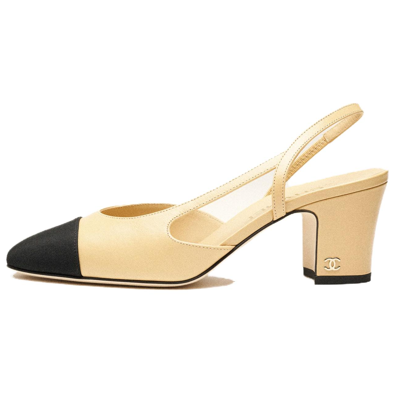 (Women) Chanel Grosgrain & Lambskin Heels with Ankle Tie 'Beige' G31318-Y50006-C8378